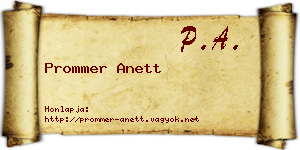 Prommer Anett névjegykártya